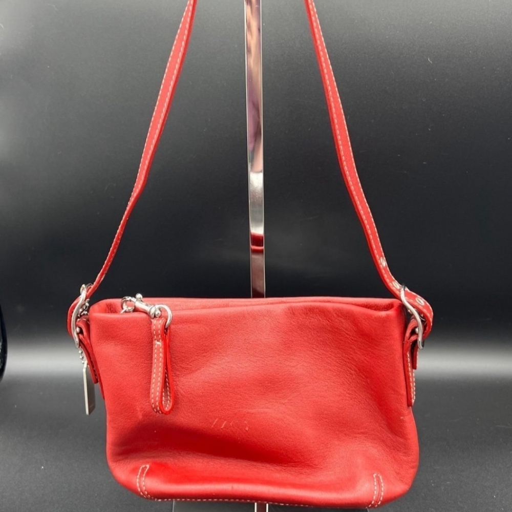 Coach Red Leather Mini Hand Coin Bag